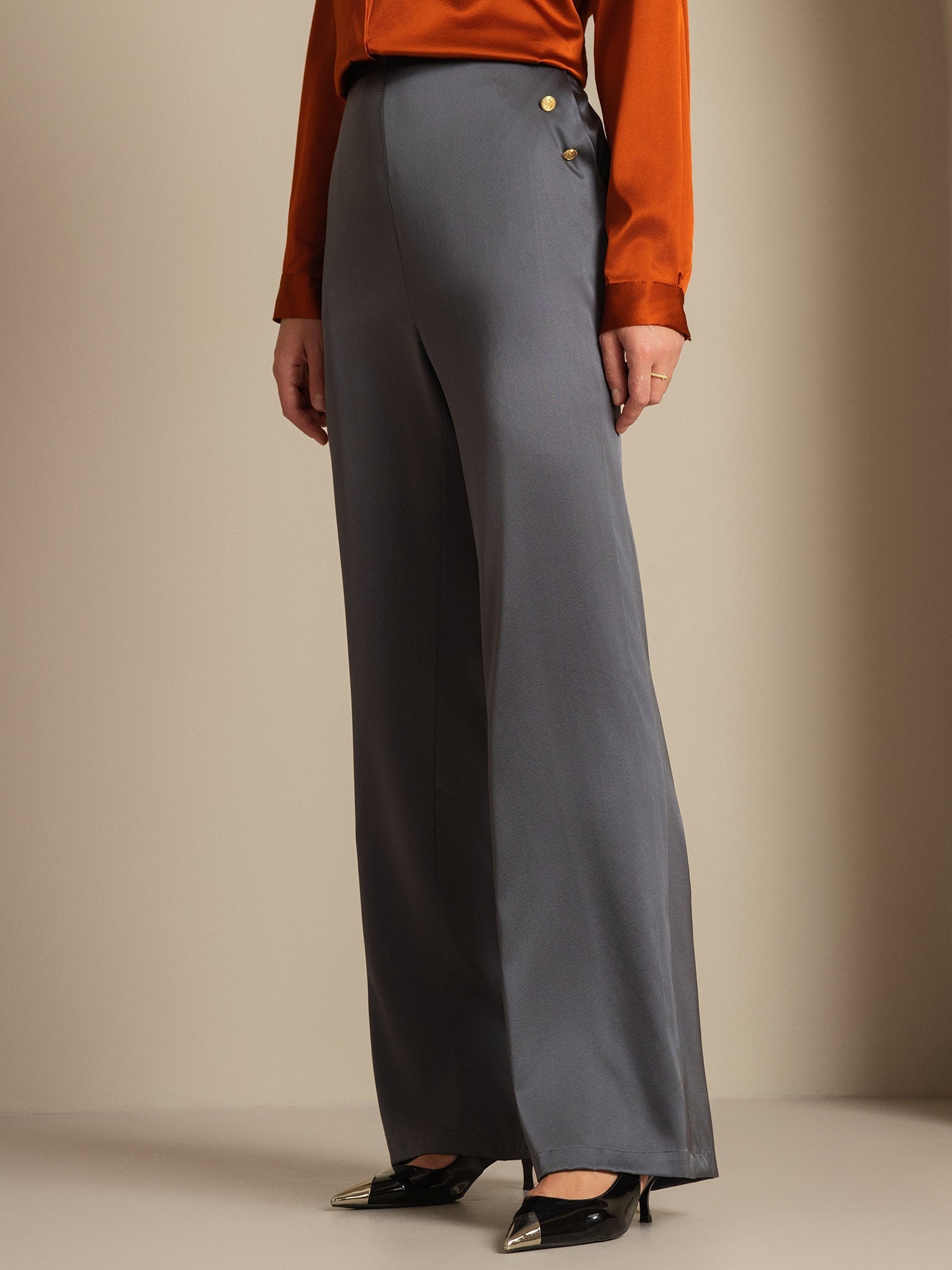 [Mørkegrå] SilkSilky-NO 19Momme Silke Womens Pants 005,