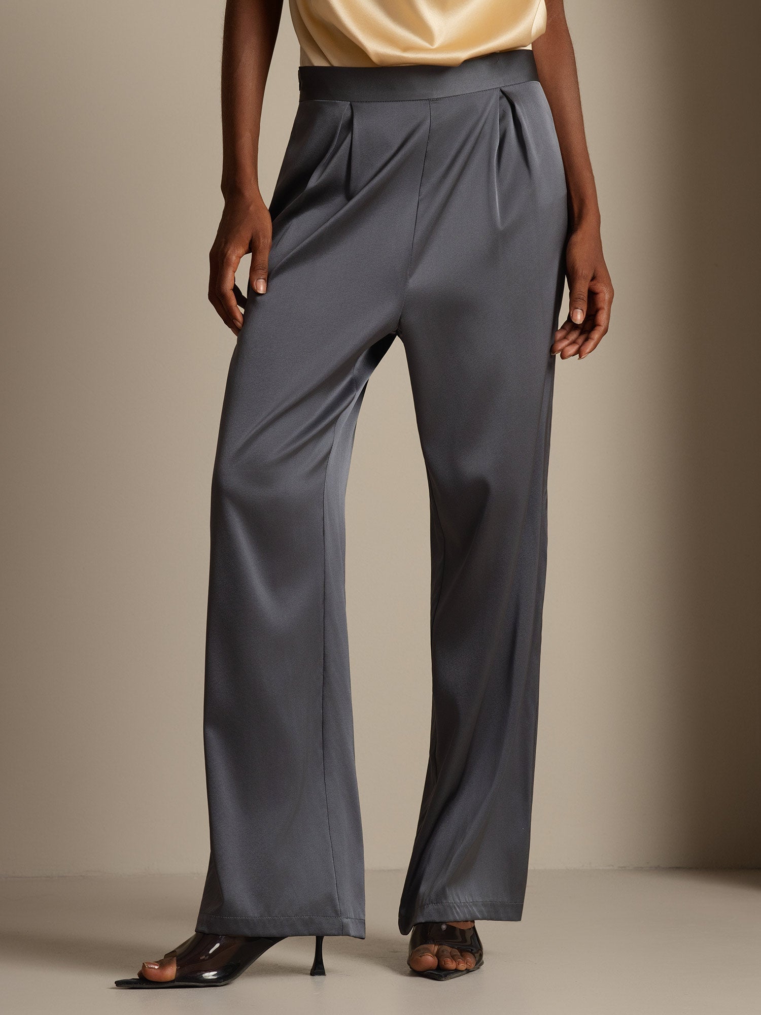 [Mørkegrå] SilkSilky-NO 19Momme Silke Womens Pants 006,