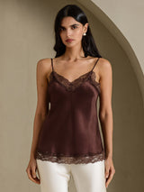 [Brun] SilkSilky-NO V Neck Camisole Topp 001