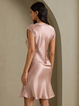 [Toscana] SilkSilky-NO Cap Sleeve V Neck Nattkjole 002