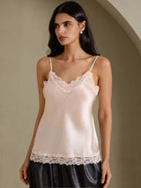 [Rosa] SilkSilky-NO V Neck Camisole Topp 001