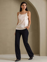[Beige] SilkSilky-NO Spaghetti Strap Camisole Topp 006
