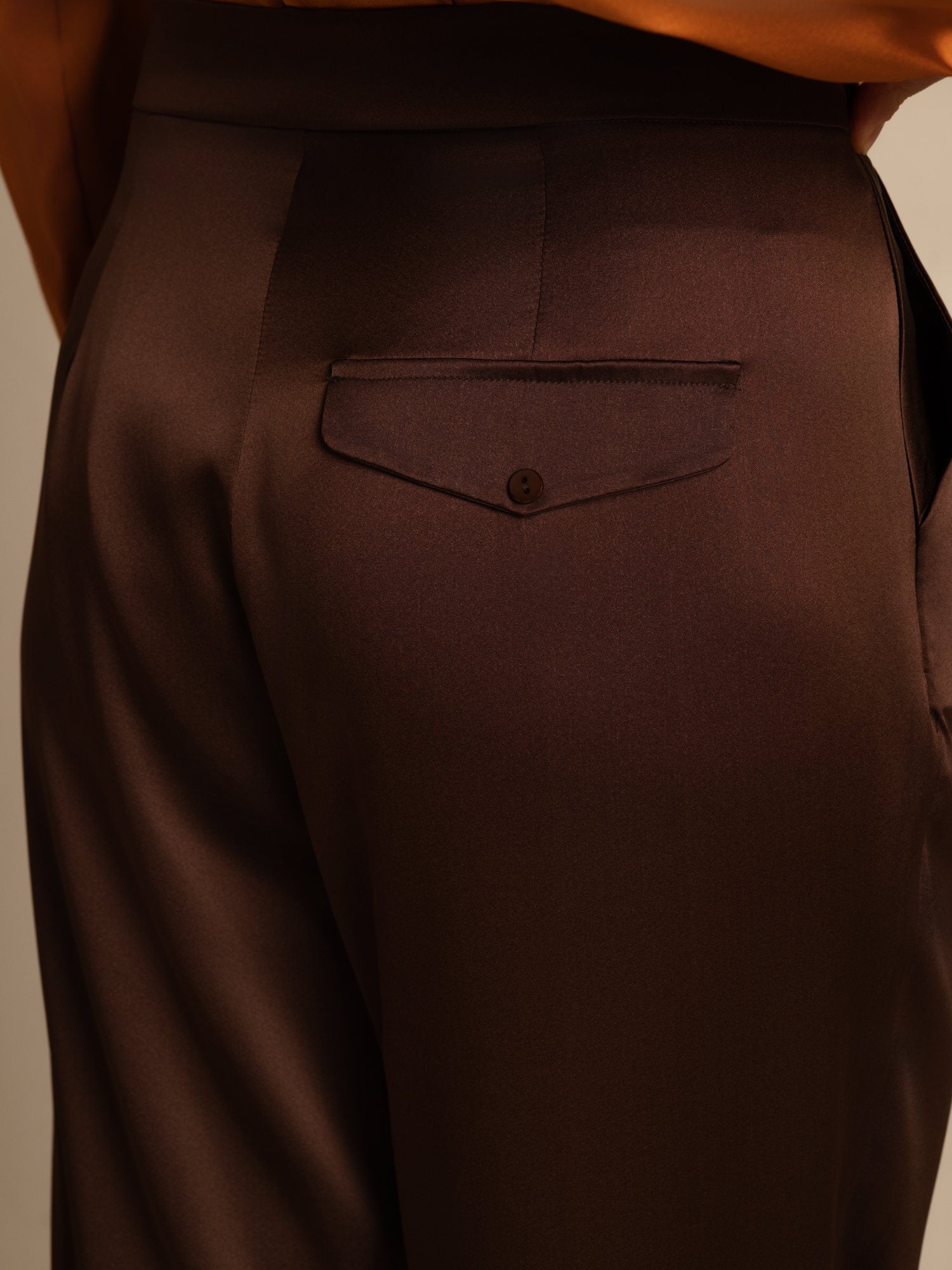 [Mørk Sjokolade] SilkSilky-NO 19Momme Silke Womens Pants 003