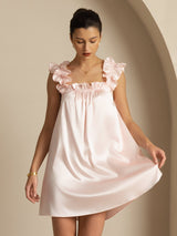 [Rosa] SilkSilky-NO Sleeveless Square Neck Nattkjole 005