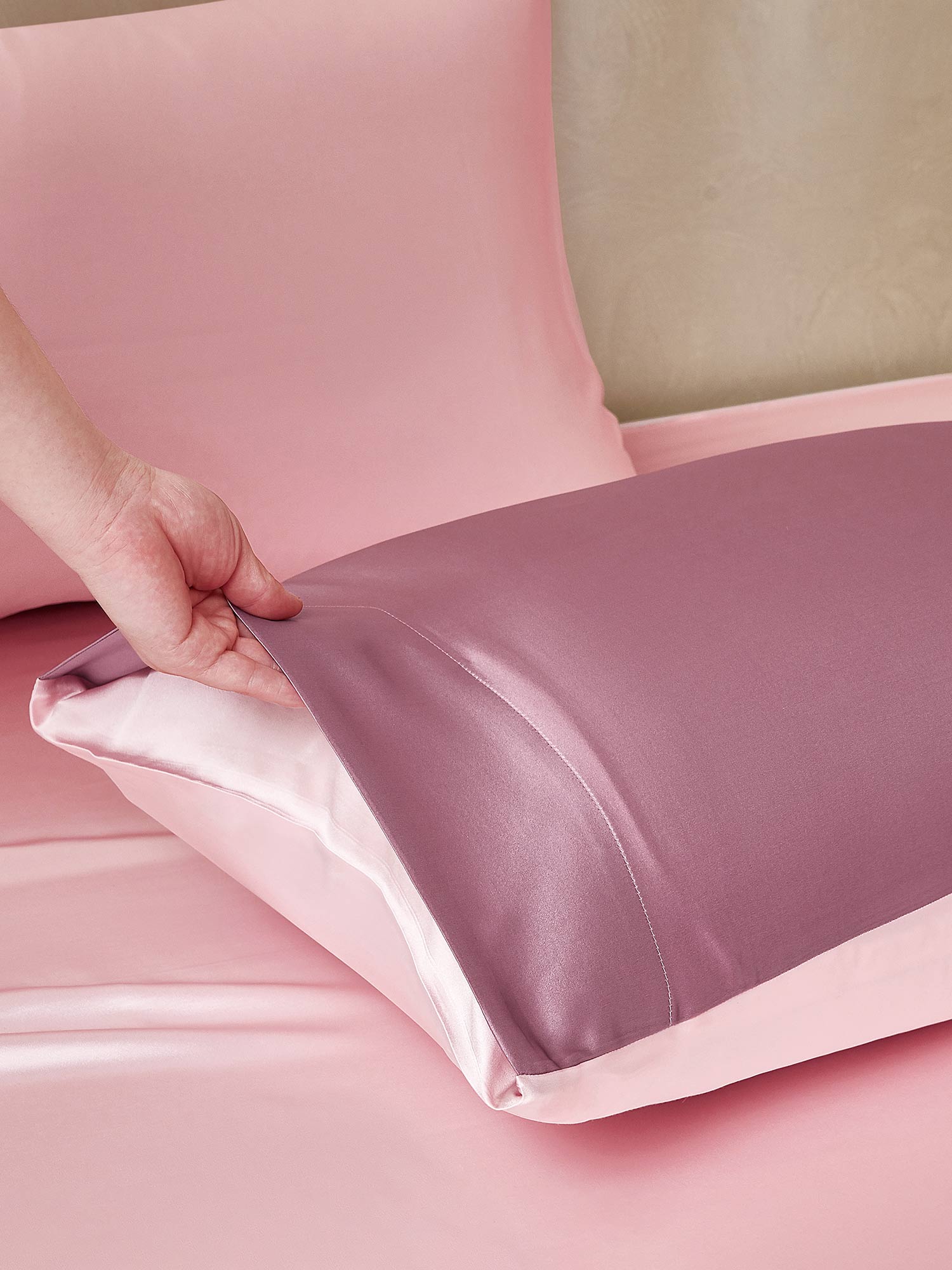 [BlekMauve+Lyserosa] SilkSilky-NO 25Momme Bedding Set 005,