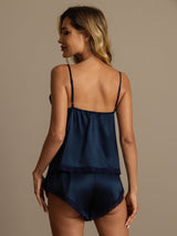 [Mørke blå] SilkSilky-NO Spaghetti Strap V Neck Camisole sett 002