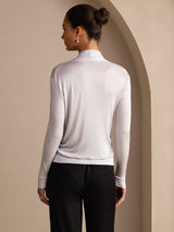 [Grå] SilkSilky-NO Long Sleeve Wrap Damebluser 002