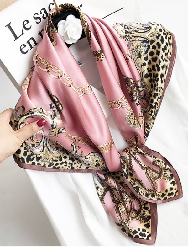 SilkSilky US Pure Silk Scarf Leopard 002