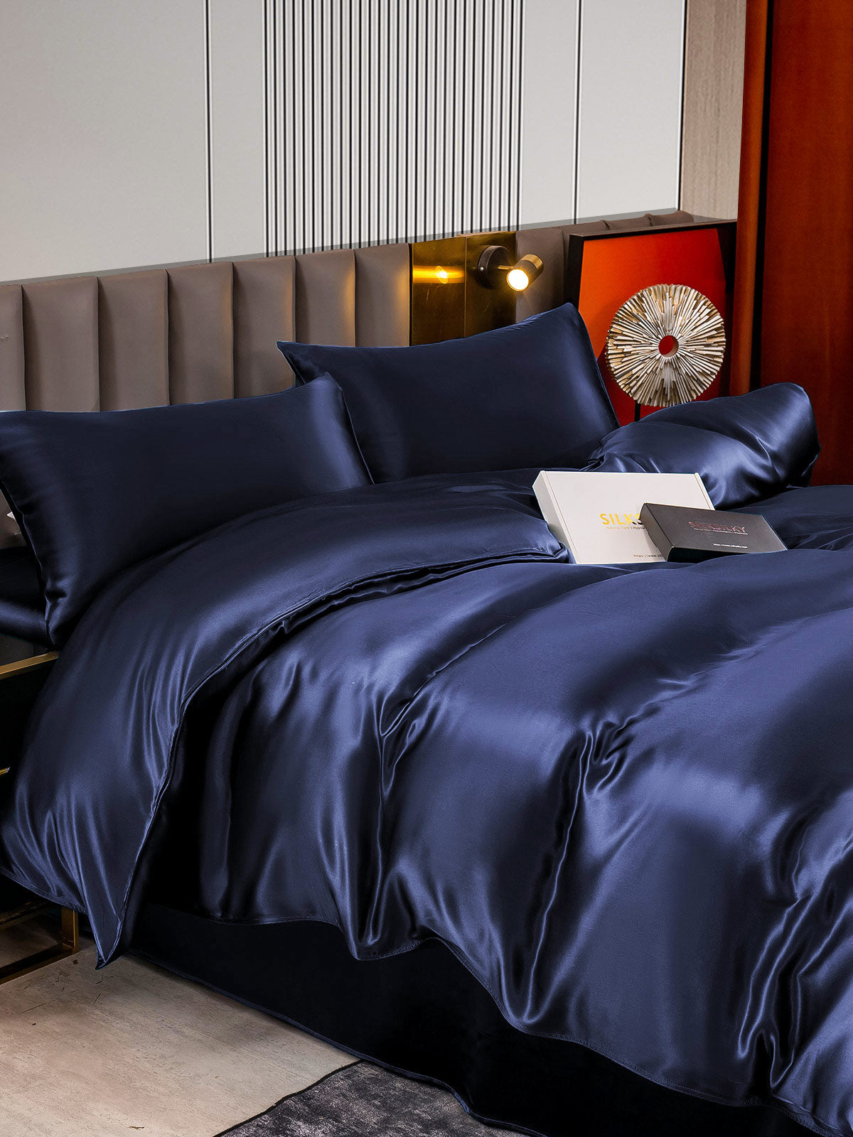 [Mørke blå] SilkSilky-NO 22Momme Bedding Set 005