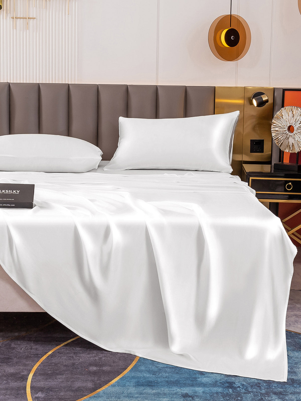 [Hvit] SilkSilky-NO 19Momme Bedding Set 006