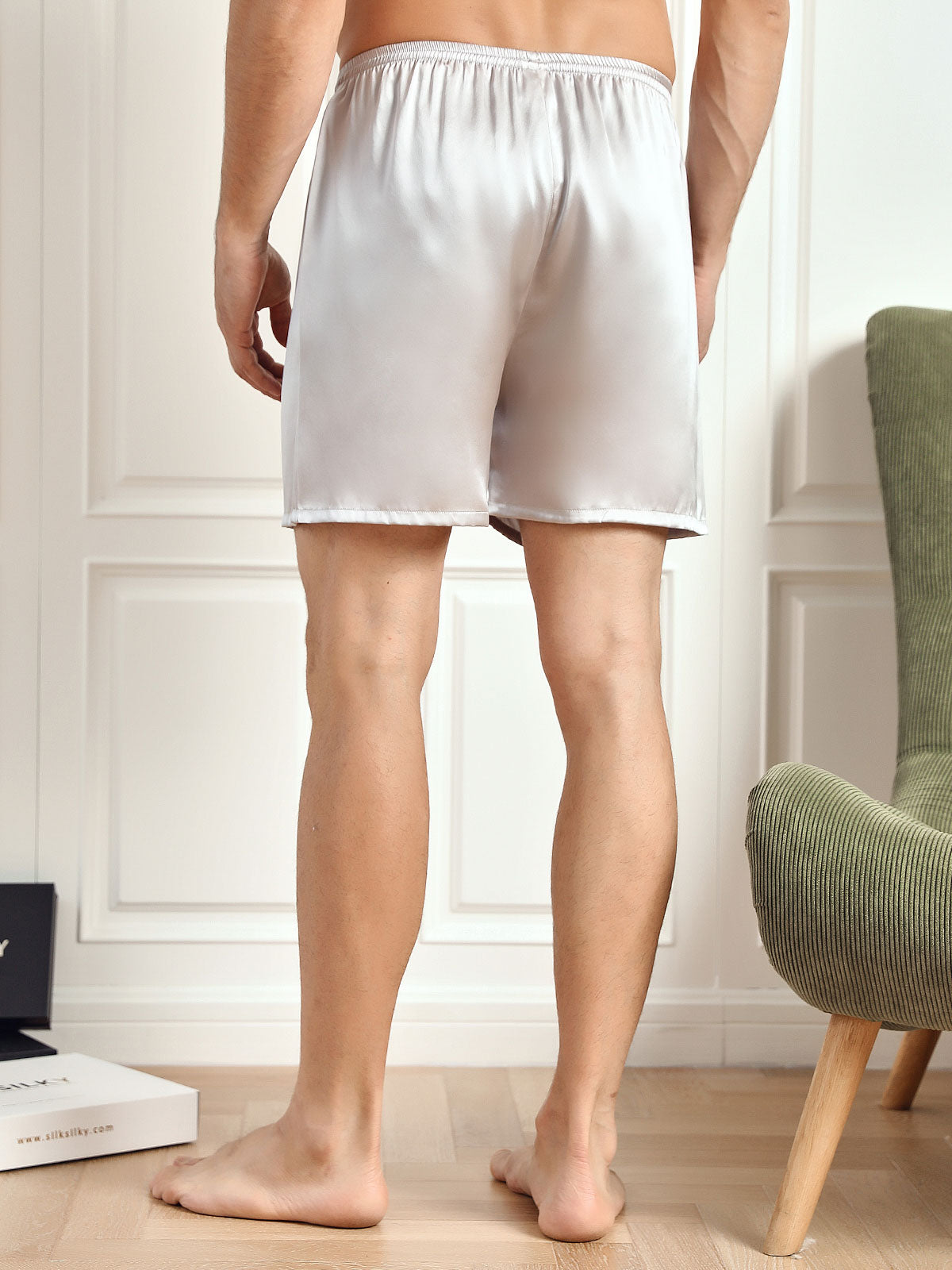 [Sølv] SilkSilky-NO 19Momme Mens Sleep Bottoms 002