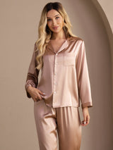 [Toscana] SilkSilky-NO Long Sleeve Lapel Collar Pyjamas for Kvinner 005