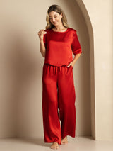 [Vin] SilkSilky-NO Halv erme Round Neck Pyjamas for Kvinner 004