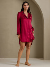 [Vin] SilkSilky-NO Long Sleeve Lapel Collar Soveskjorte 006