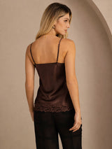 [Brun] SilkSilky-NO V Neck Camisole Topp 002