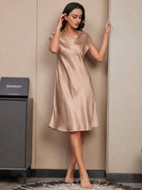 [Toscana] SilkSilky-NO Cap Sleeve V Neck Nattkjole 001