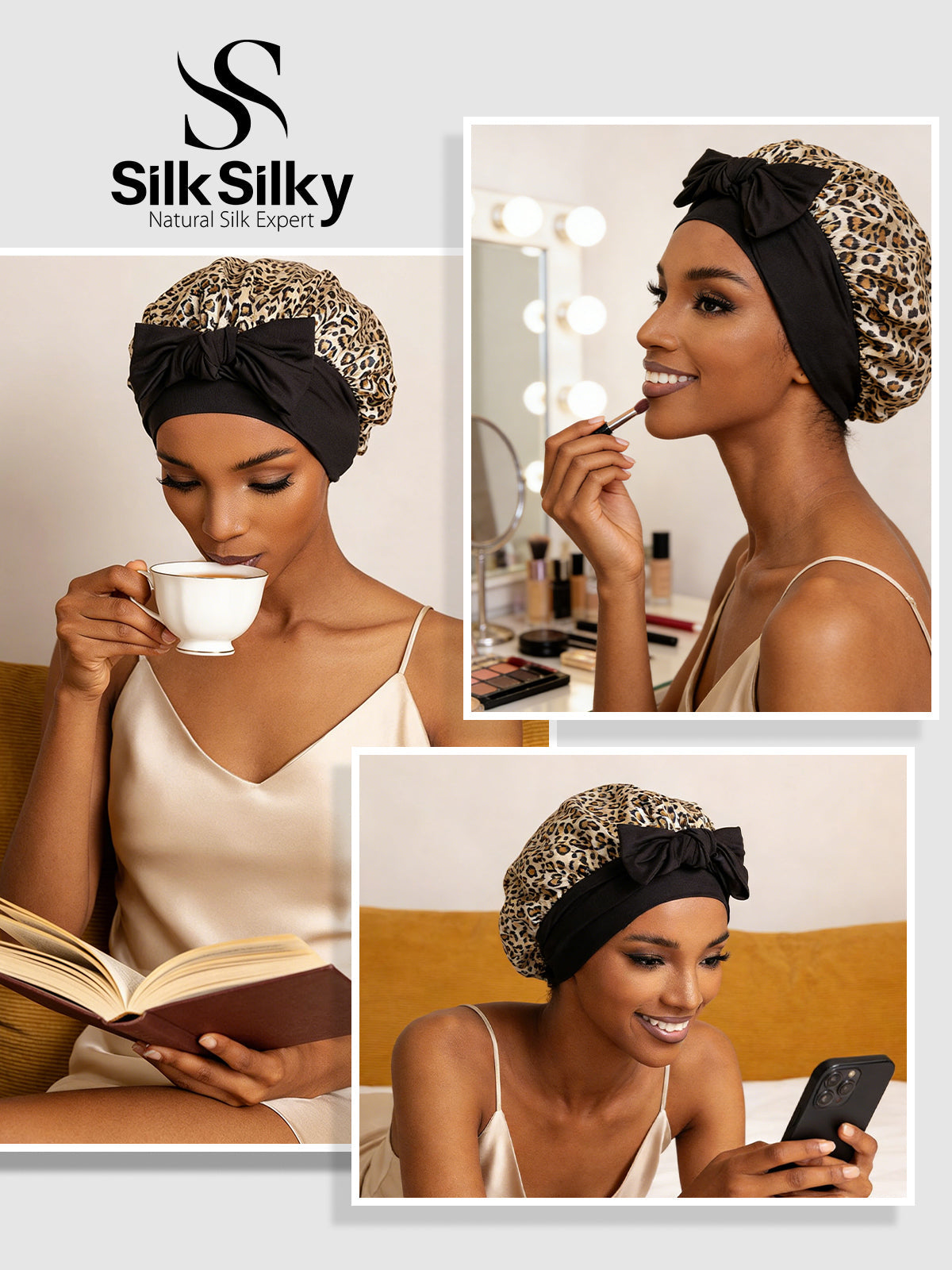 [Leopard] SilkSilky-NO Silke Sleep Cap 005