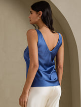 [Ekte Petrol] SilkSilky-NO Sleeveless V Neck Camisole Topp 002