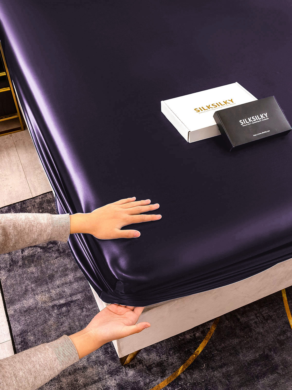 [Mørklilla] SilkSilky-NO 22Momme Sheet 006,