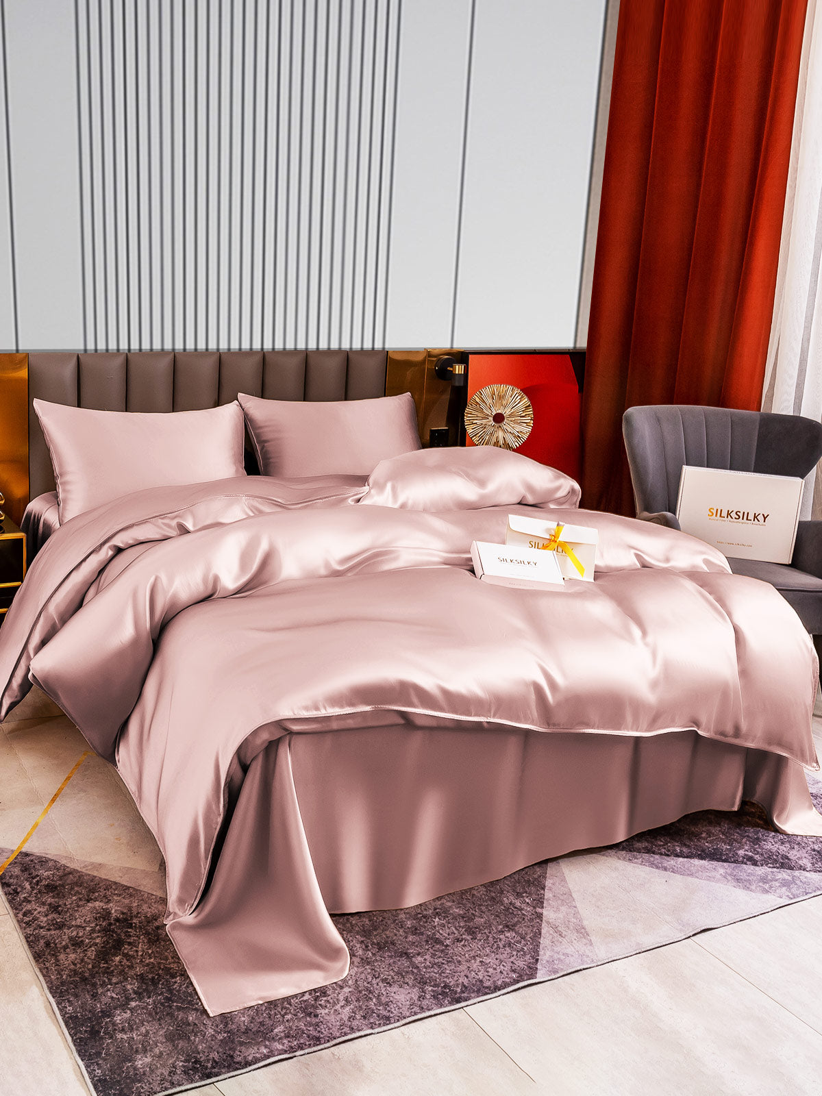 [Blek Mauve] SilkSilky-NO 22Momme Bedding Set 004