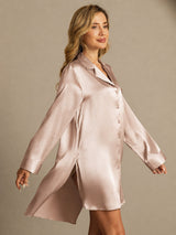 [Toscana] SilkSilky-NO Long Sleeve Lapel Collar Soveskjorte 005