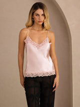 [Rosa] SilkSilky-NO V Neck Camisole Topp 001