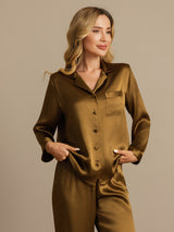 [Brun] SilkSilky-NO Langermet Notchkrage Pyjamas for Kvinner 005