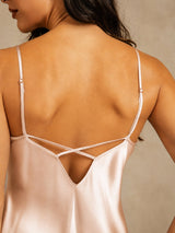 [Rosa] SilkSilky-NO Spaghetti Strap V Neck Nattkjole 005