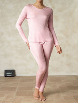 [Rosa] SilkSilky-NO Long Sleeve Round Neck Dame Langt Undertøy 003