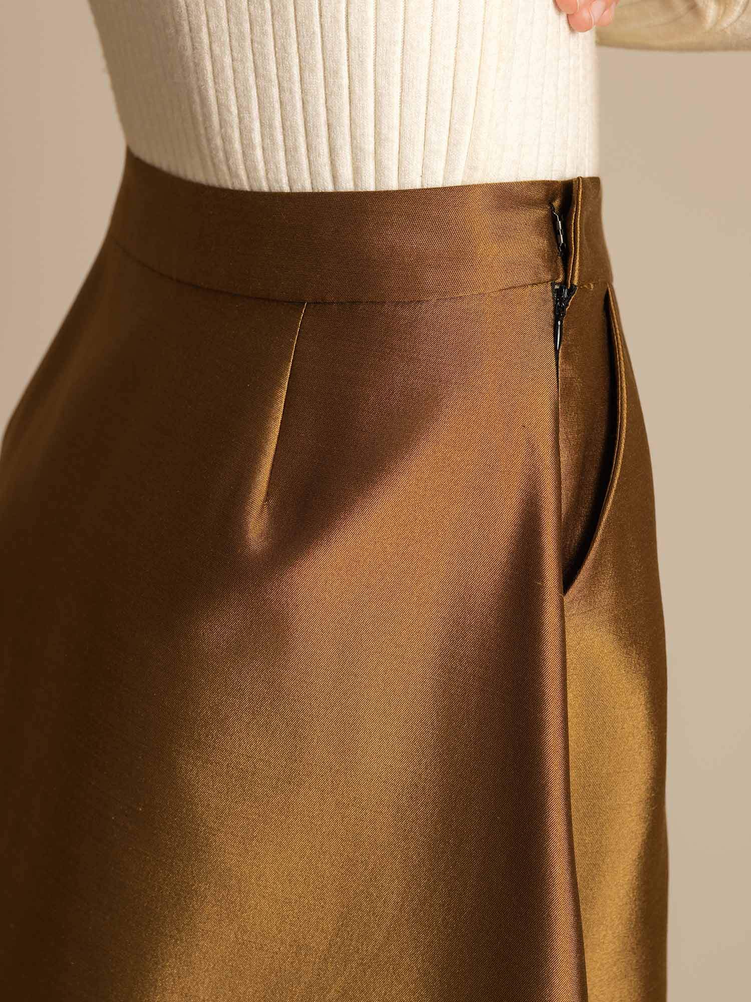 [Bronse] SilkSilky-NO 32Momme Silk-Wool Blend Skirt 004,