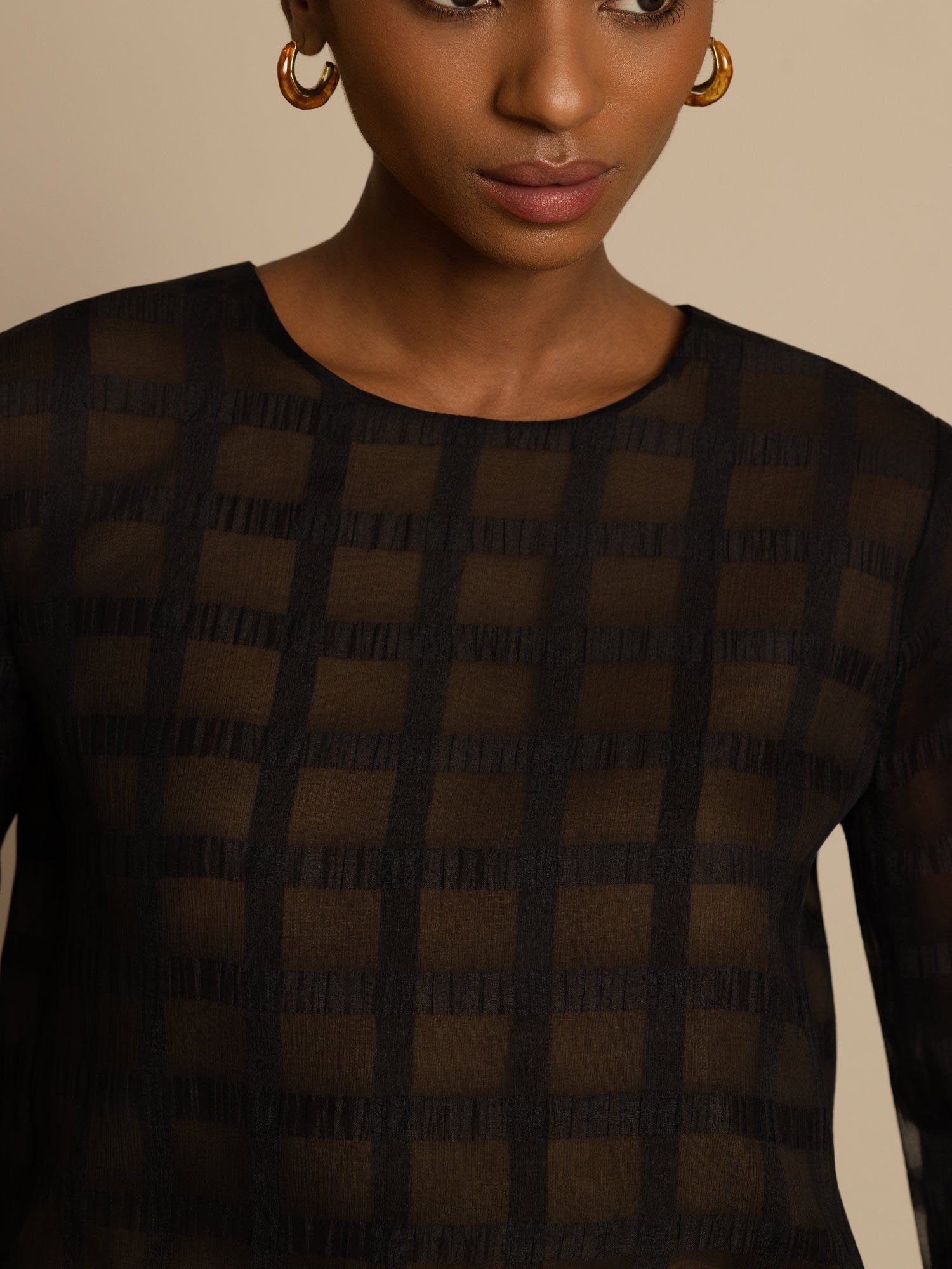 [Svart] SilkSilky-NO Blouse 004