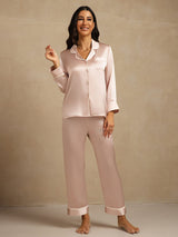 [Rosa] SilkSilky-NO Long Sleeve Lapel Collar Pyjamas for Kvinner 003