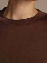 [Kaffe] SilkSilky-NO 100% High-Twist Silk Jersey Long Sleeve Crew Neck T-skjorte for Kvinner 005