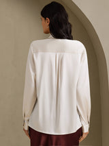 [Lysegrå] SilkSilky-NO Long Sleeve Tie Neck Damebluser 002