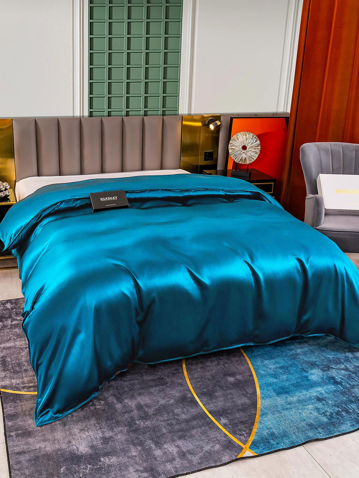 [Blågrønn] SilkSilky-NO 25Momme Duvet Cover 003