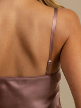 [Blek Mauve] SilkSilky-NO Spaghetti Strap V Neck Nattkjole 006