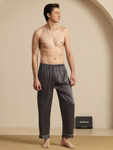 [Svart Ginkgo] SilkSilky-NO Men's Sleep Shorts 005