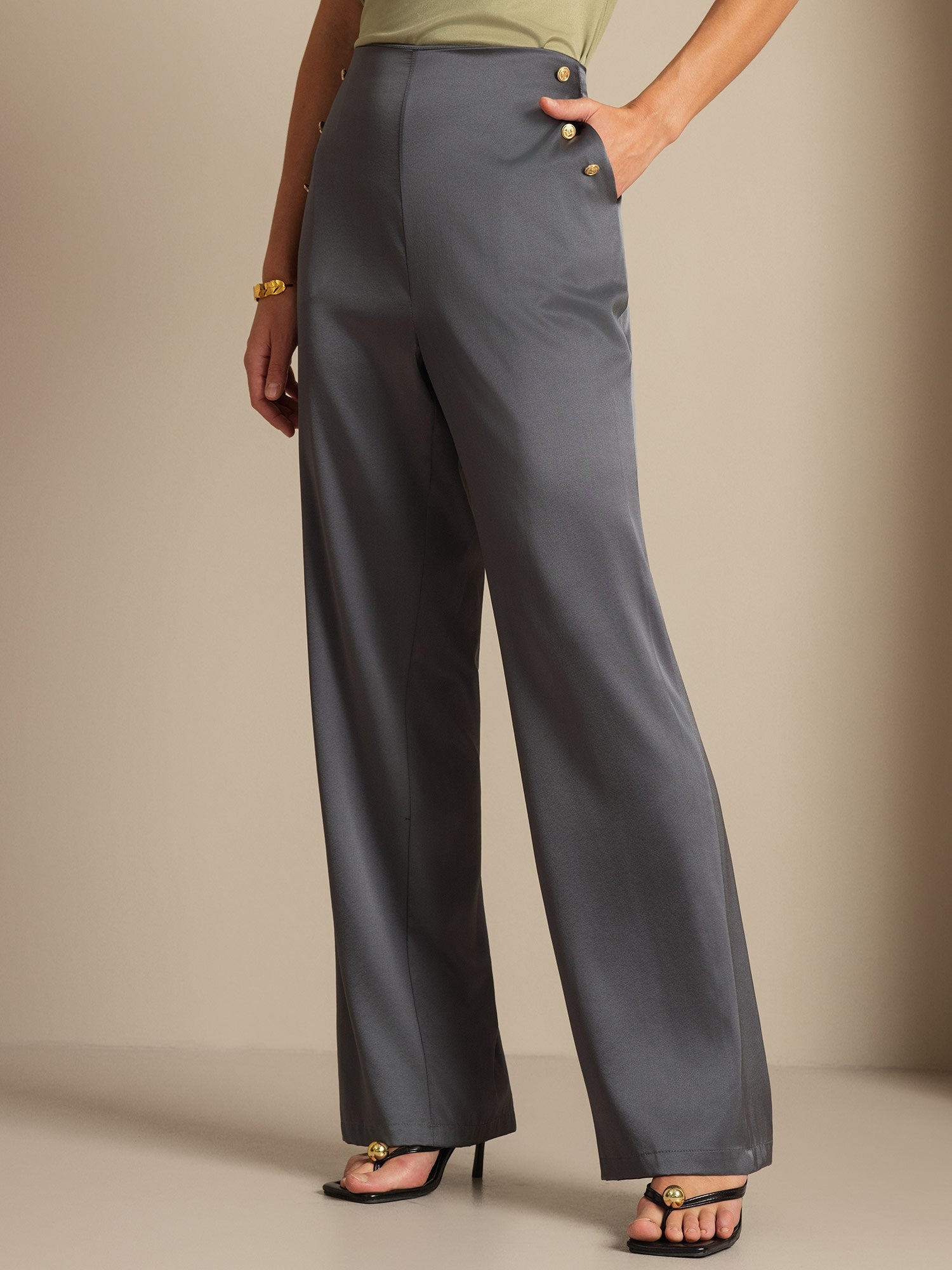 [Mørkegrå] SilkSilky-NO 19Momme Silke Womens Pants 001,