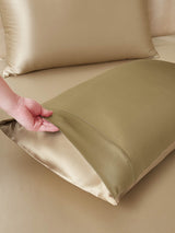 [Beige+Kaki] SilkSilky-NO 22Momme Bedding Set 005,