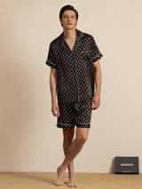 [Svart Kjede] SilkSilky-NO Short Sleeve Lapel Collar Pyjamas for menn 006