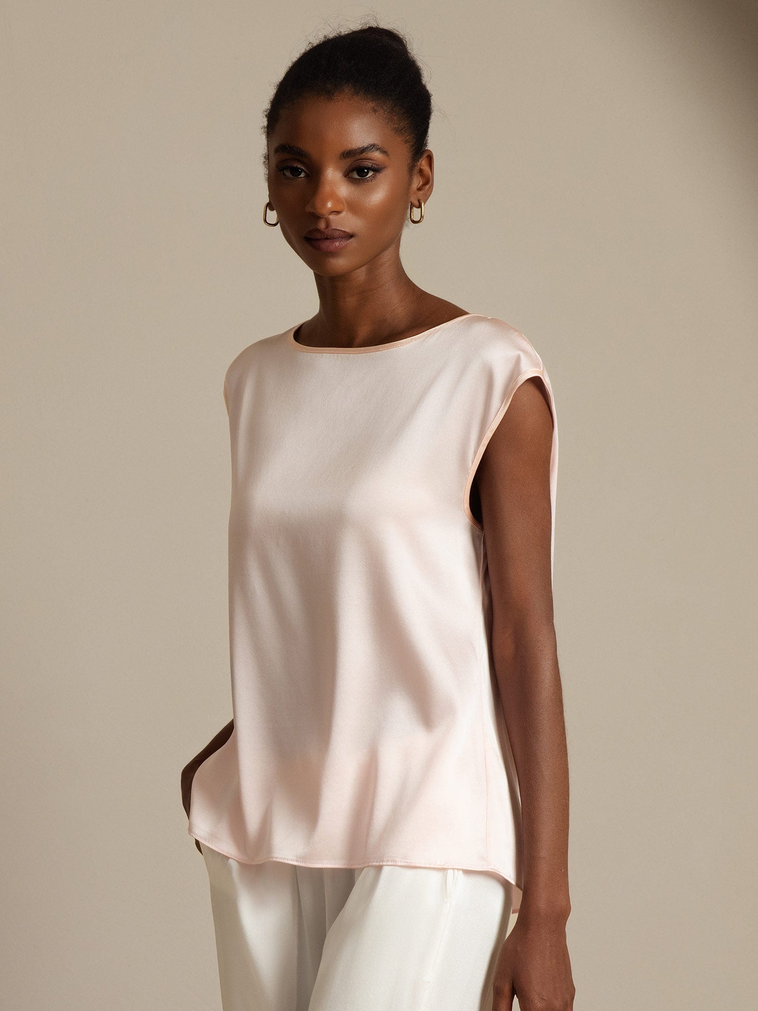 [Rosa] SilkSilky-NO 19Momme Silke Womens T-Shirt 003,