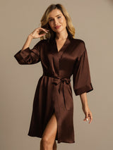 [Kaffe] SilkSilky-NO 3/4 Sleeve Morgenkåpe for Kvinner 004