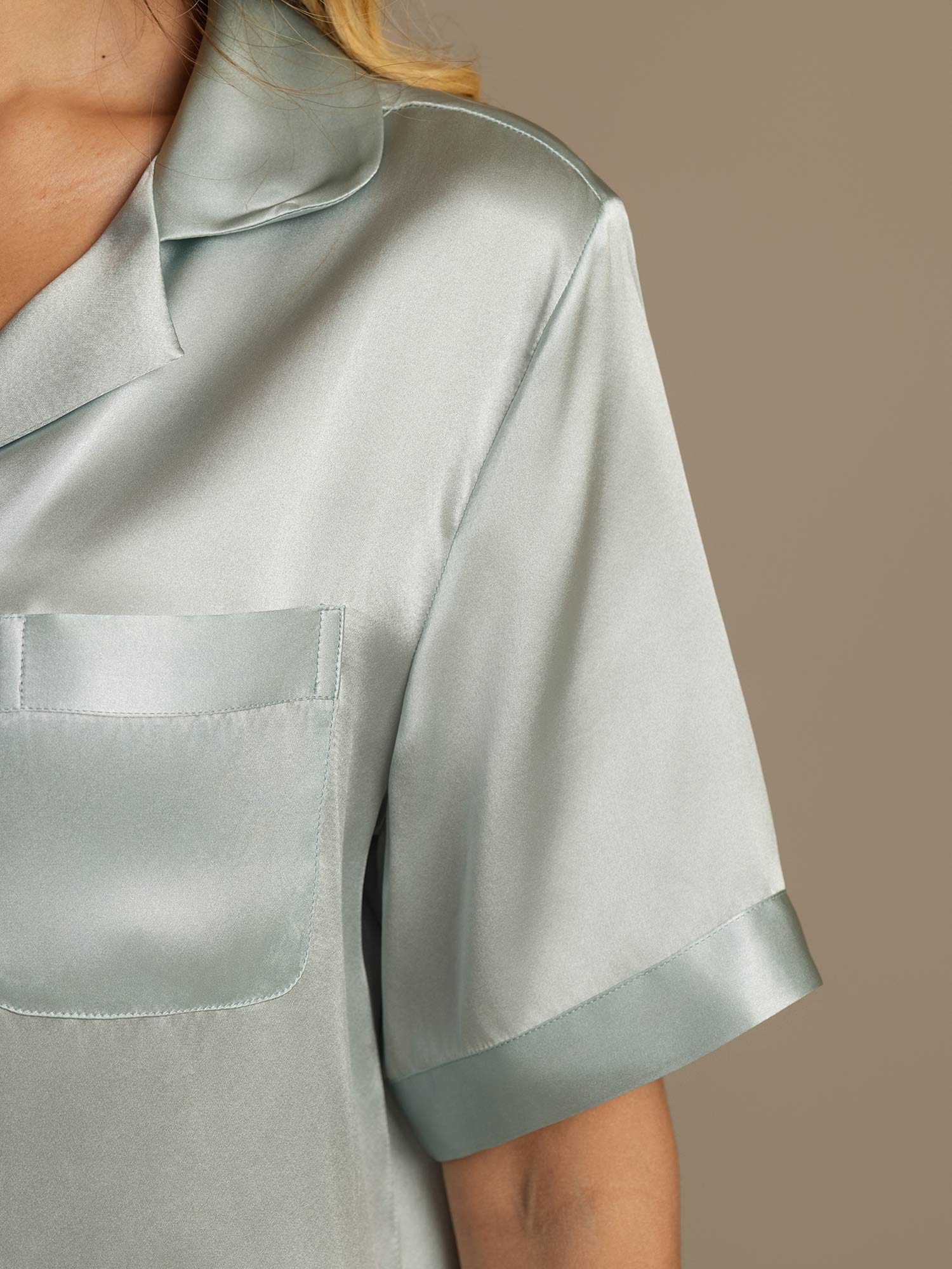 [Lyse Blå] SilkSilky-NO Womens Pajamas 008,