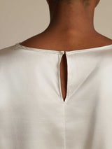 [Hvit] SilkSilky-NO Long Sleeve Boat Neck Bluse 005