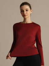 [Brent Murstein] SilkSilky-NO Langermet Tett Crew Neck T-skjorte for Kvinner 003