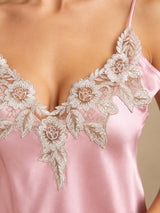 [Lyserosa] SilkSilky-NO Spaghetti Strap V Neck Nattkjole 004