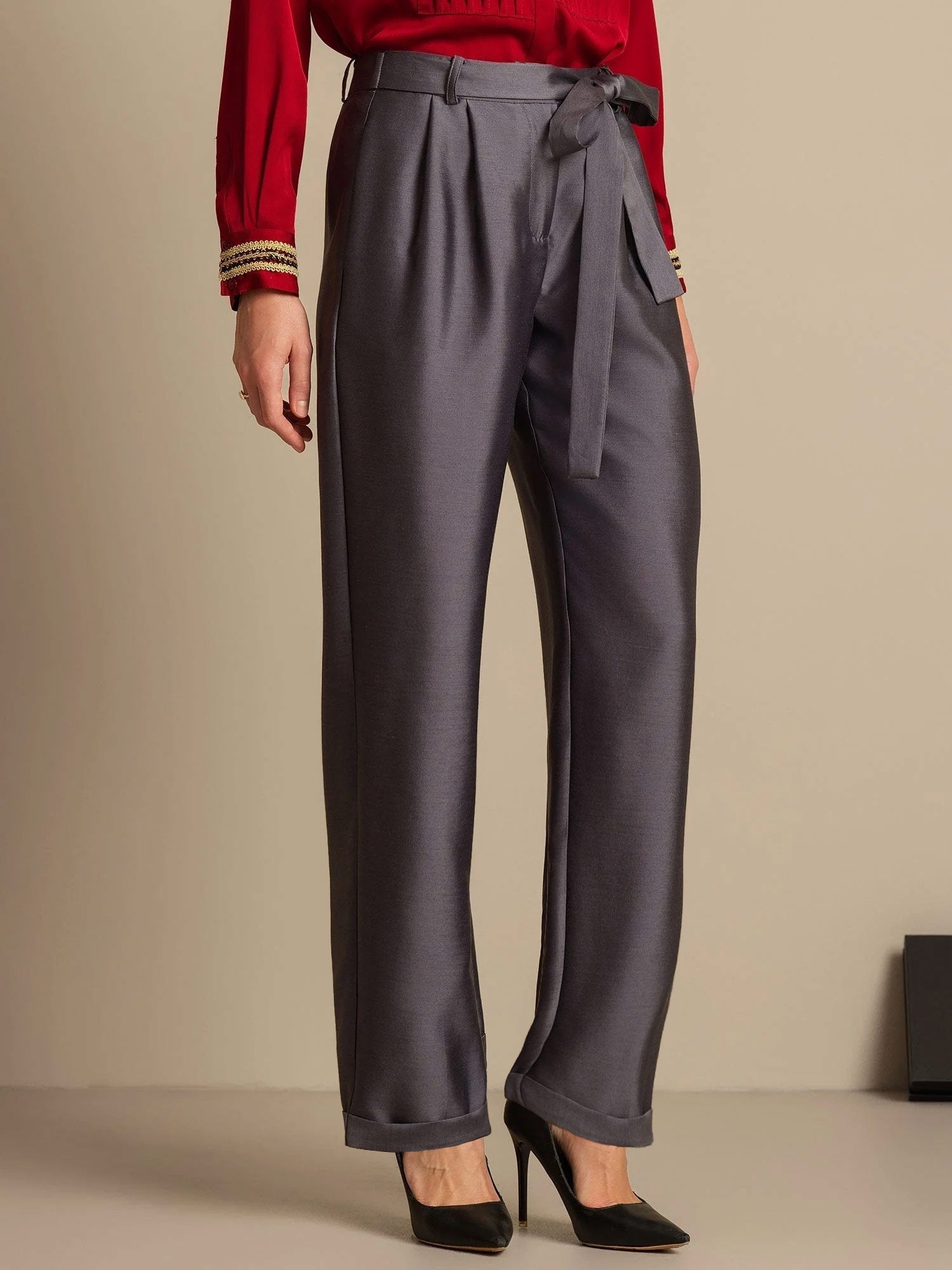 [Grå] SilkSilky-NO 32Momme Silke Womens Pants 003