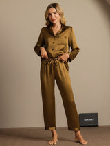 [Brun] SilkSilky-NO Langermet Notchkrage Pyjamas for Kvinner 003