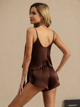 [Brun] SilkSilky-NO Spaghetti Strap Camisole sett 002