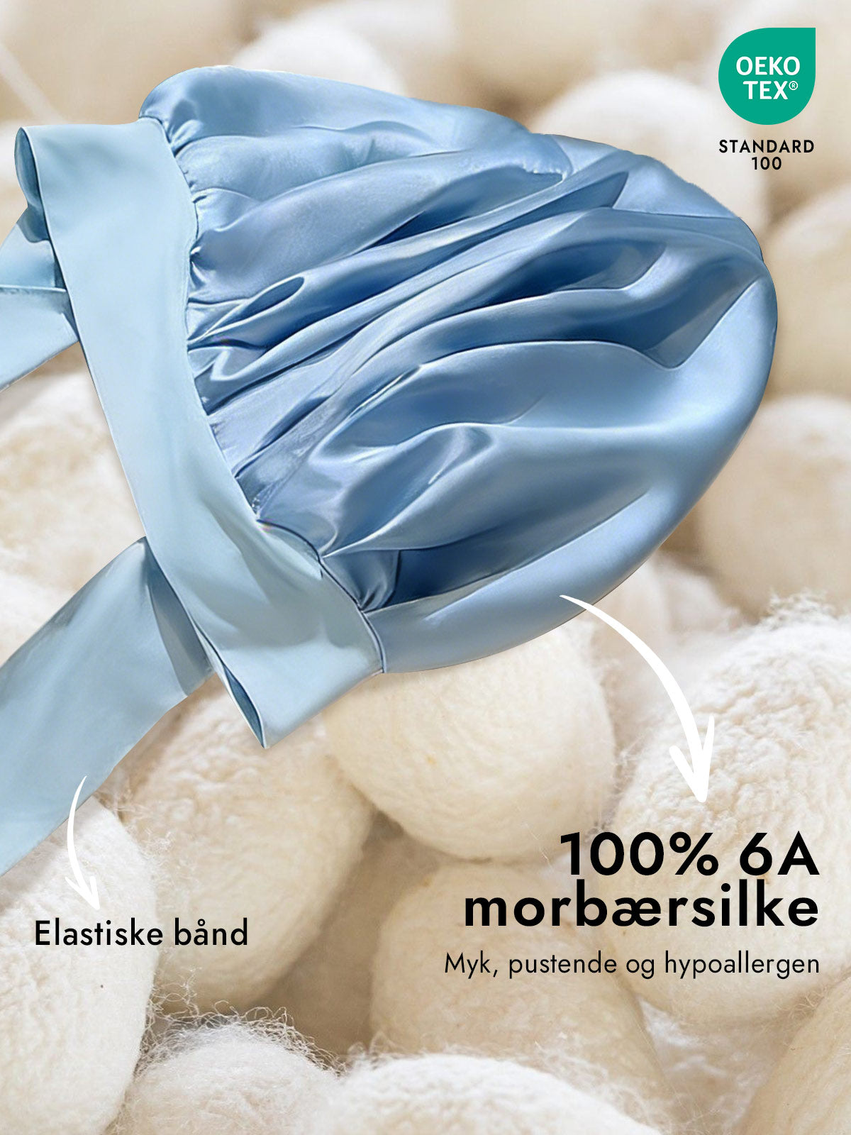 [Himmelblå] SilkSilky-NO Silke Sleep Cap 002